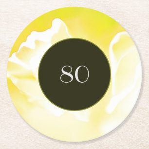 Posavasos de papel floral abstracto amarillo