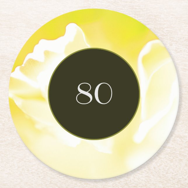 Posavasos de papel floral abstracto amarillo (Anverso)