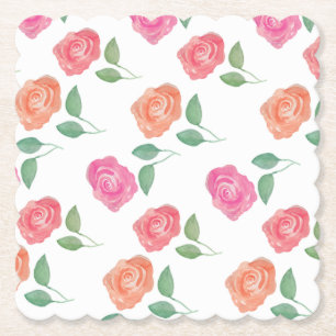 Posavasos De Papel Floral acuarela Rosa