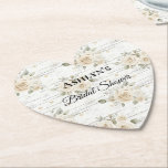 Posavasos De Papel Floral blanca Boho Bridal Shower<br><div class="desc">Moda de crema blanca Floral romántica Boho Bridal Shower</div>
