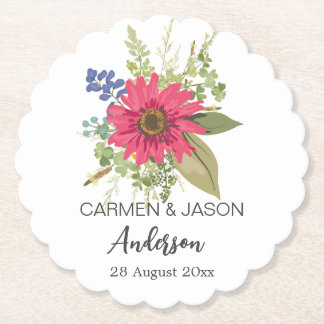 Posavasos De Papel Floral Bouquet Wedding Custom Name