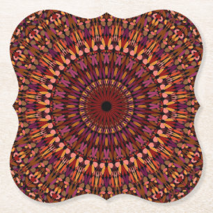 Posavasos De Papel Floral Brown Mandala Design-48566