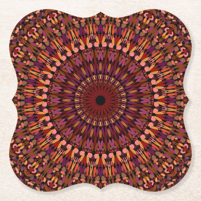 Posavasos De Papel Floral Brown Mandala Design-48566 (Anverso)