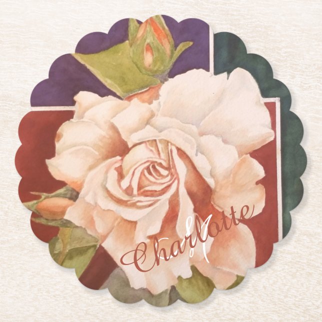 Posavasos De Papel Floral de cobre de bronce (Anverso)