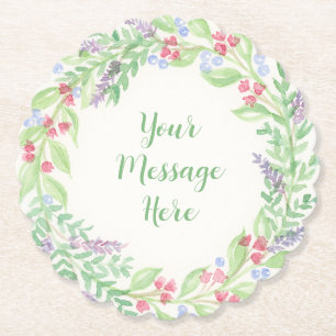 Posavasos De Papel Floral de color de agua pintada a mano