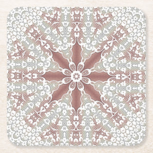 Posavasos de papel floral de encaje blanco elegant