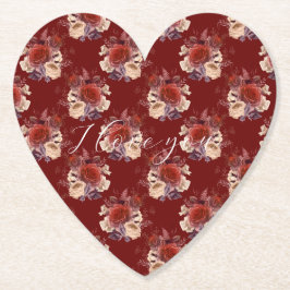 Posavasos De Papel Floral de rosas rojas románticas