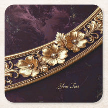Posavasos de papel floral dorado ornamentado