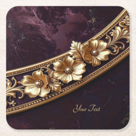Posavasos de papel floral dorado ornamentado