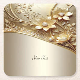 Posavasos de papel floral dorado ornamentado moder
