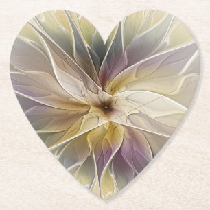 Posavasos De Papel Floral Fantasía Oro berenjena Resumen Arte Fractal