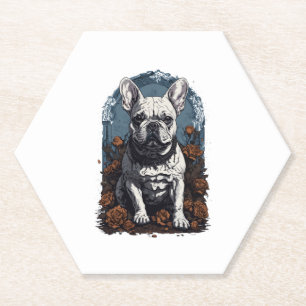 Posavasos De Papel Floral gótica de Bulldog francés