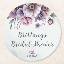 Posavasos de papel floral lavanda y verde para fie