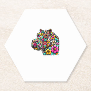 Posavasos De Papel Floral Moo Deng Baby Hippo Hippopótamo Zoológico A