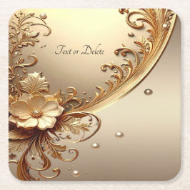 Posavasos de papel floral ornamentado dorado