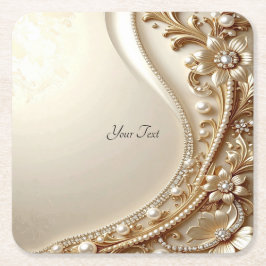 Posavasos de papel floral ornamentado en oro elega