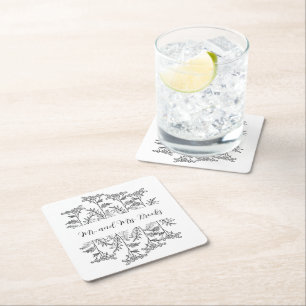 Posavasos de papel floral personalizado en blanco 