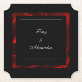 Posavasos De Papel Floral Rojo Moderno Negro y Blanco