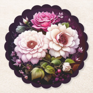 Posavasos De Papel Floral rosa de rosas