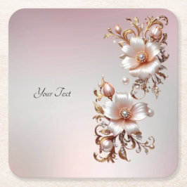 Posavasos de papel floral rosa decorativo