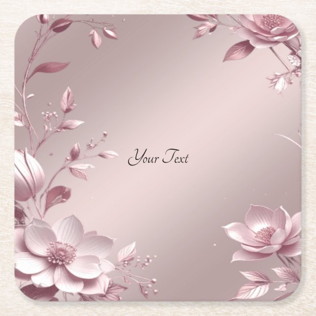 Posavasos de papel floral rosa delicado (Anverso)