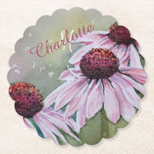 Posavasos De Papel Floral rosa y borgoñona
