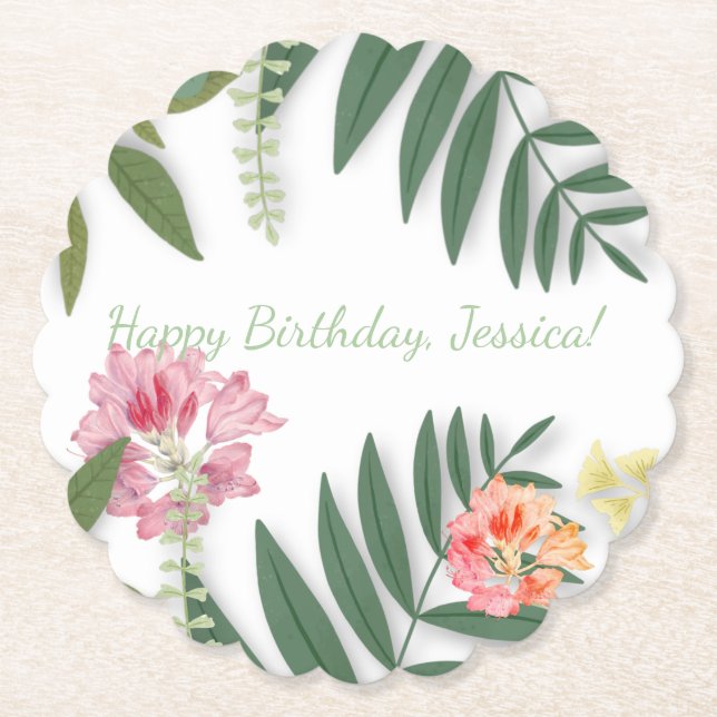 Posavasos De Papel Floral tropical (Anverso)
