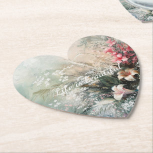 Posavasos De Papel Floral Tropical Blanco Rosa