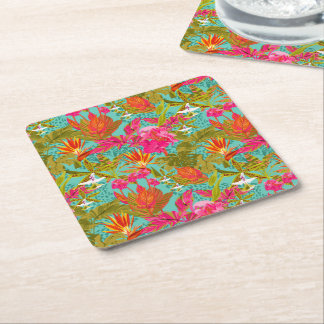 Posavasos de papel floral tropical de invernadero 