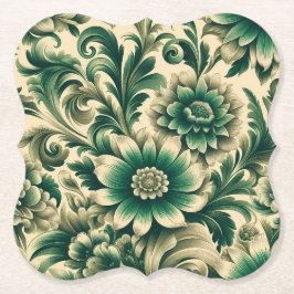 Posavasos de papel floral verde clásico - Más form