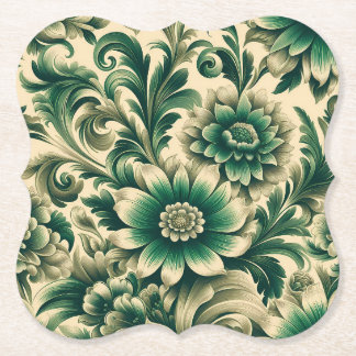 Posavasos de papel floral verde clásico - Más form