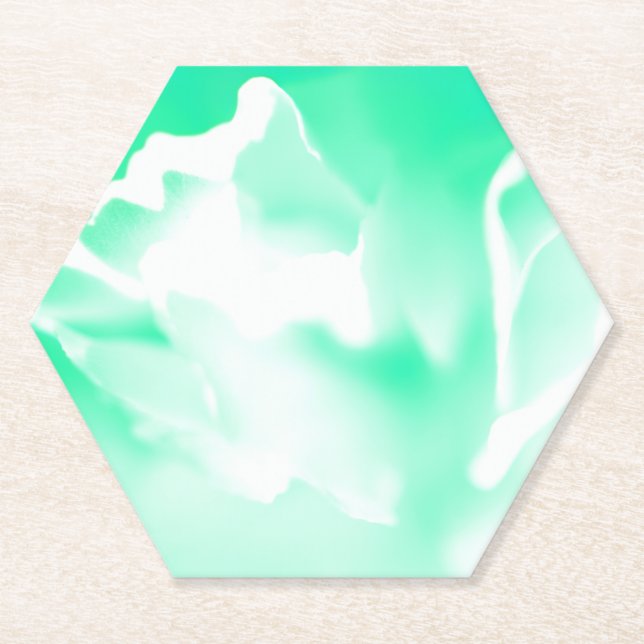 Posavasos de papel floral verde espuma de mar (Anverso)