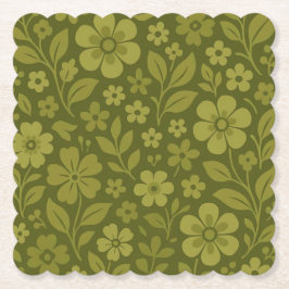 Posavasos de papel floral verde retro – Más formas