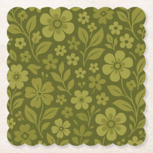 Posavasos de papel floral verde retro – Más formas