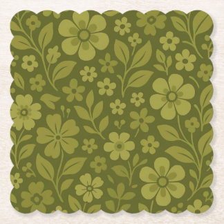 Posavasos de papel floral verde retro – Más formas