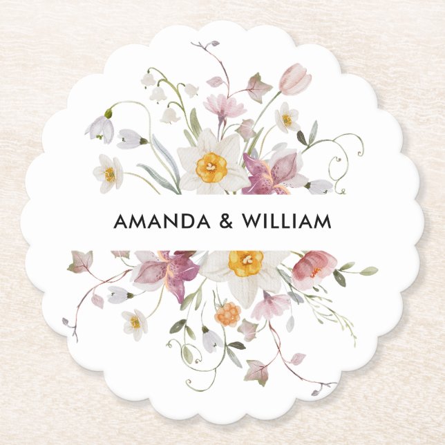 Posavasos De Papel Floral Vintage  (Anverso)