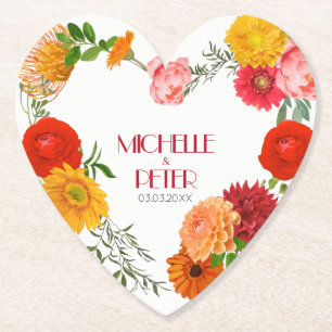Posavasos De Papel Floral Wreath- Guardar la fecha