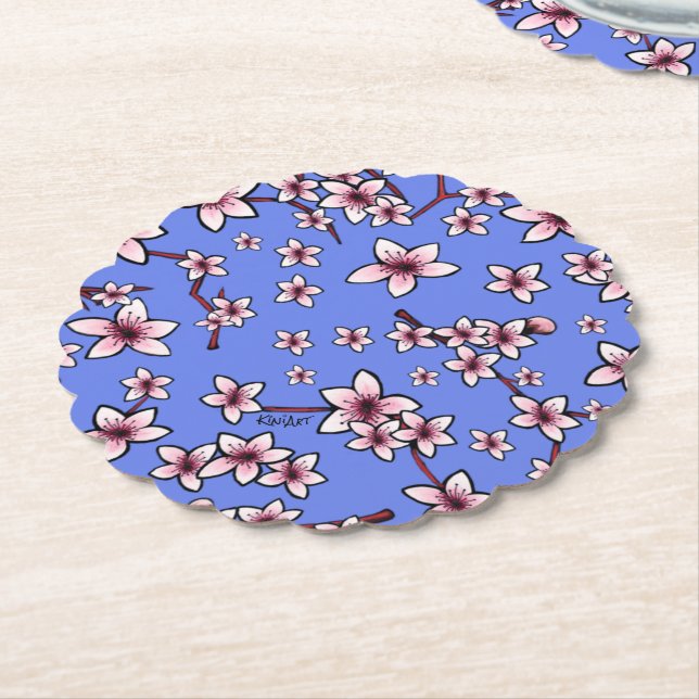 Posavasos De Papel Florecimiento de cerezos en KiniArt (En perspectiva)