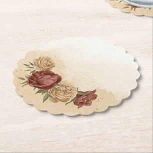 Posavasos De Papel florería verde terracota tono tierra