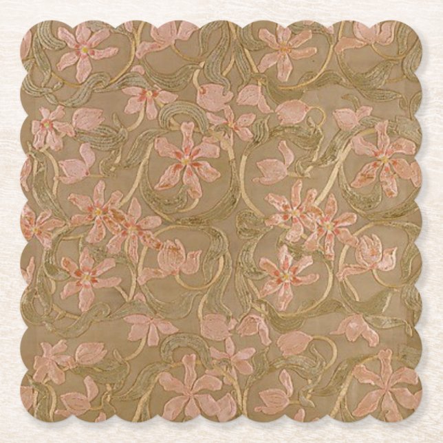 Posavasos De Papel Flores antiguas (opciones de forma) - (Anverso)