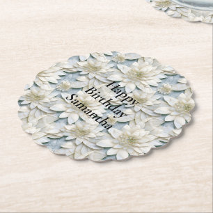 Posavasos De Papel Flores Blue White Lotus