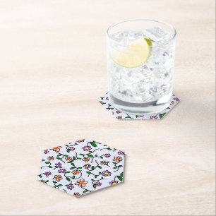 Posavasos De Papel Flores Coloridas, Patrón Floral, Verdor, Boho