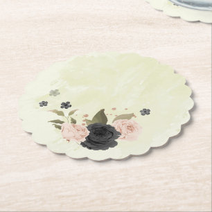 Posavasos De Papel flores de boda de color rosa rubor negro