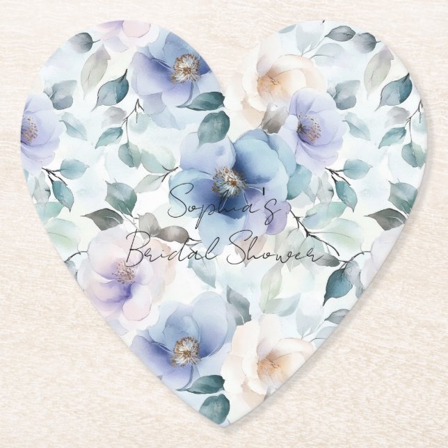 Posavasos De Papel Flores de crema de lavanda púrpura (Anverso)