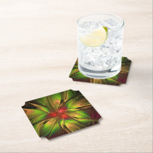 Posavasos De Papel Flores de fantasía fractal blandas y tendientes