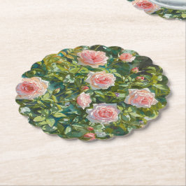 Posavasos De Papel Flores de jardín de rosas rosadas claras