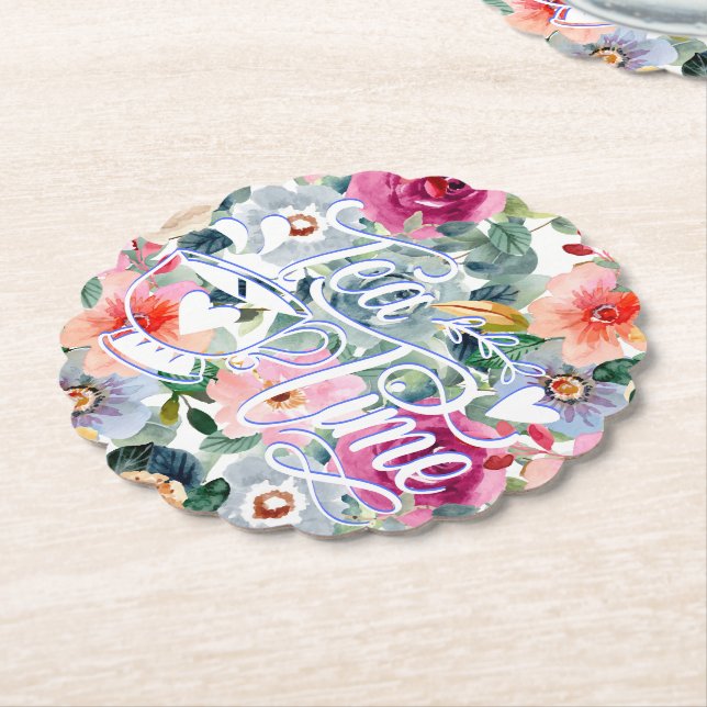 Posavasos De Papel Flores de la hora del té (En perspectiva)