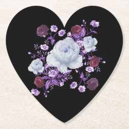 POSAVASOS DE PAPEL FLORES DE LILA, FONDO NEGRO