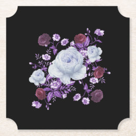 POSAVASOS DE PAPEL FLORES DE LILA, FONDO NEGRO