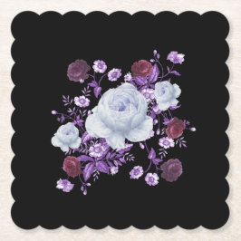 POSAVASOS DE PAPEL FLORES DE LILA, FONDO NEGRO